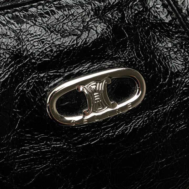 Crinkled Patent Macadam Tote Black - Gaby Paris