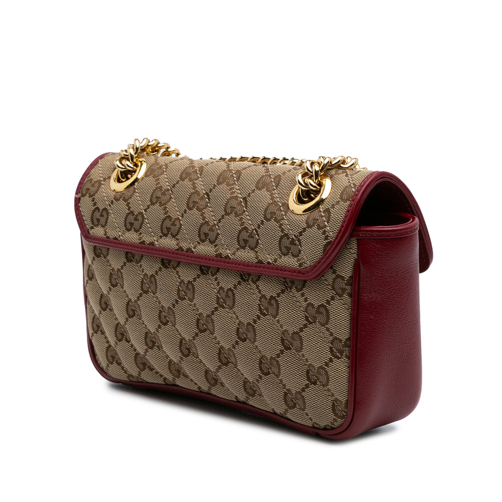 Mini GG Marmont Matelasse Canvas Flap Crossbody Brown - Gaby Paris
