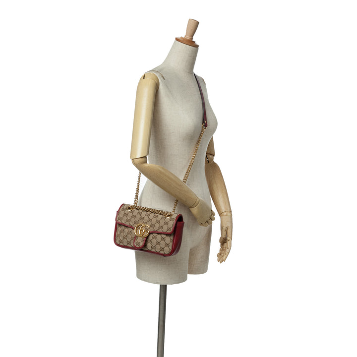 Mini GG Marmont Matelasse Canvas Flap Crossbody Brown - Gaby Paris