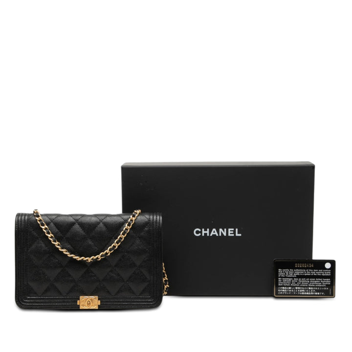 Chanel Matelassé Caviar Boy Wallet on Chain