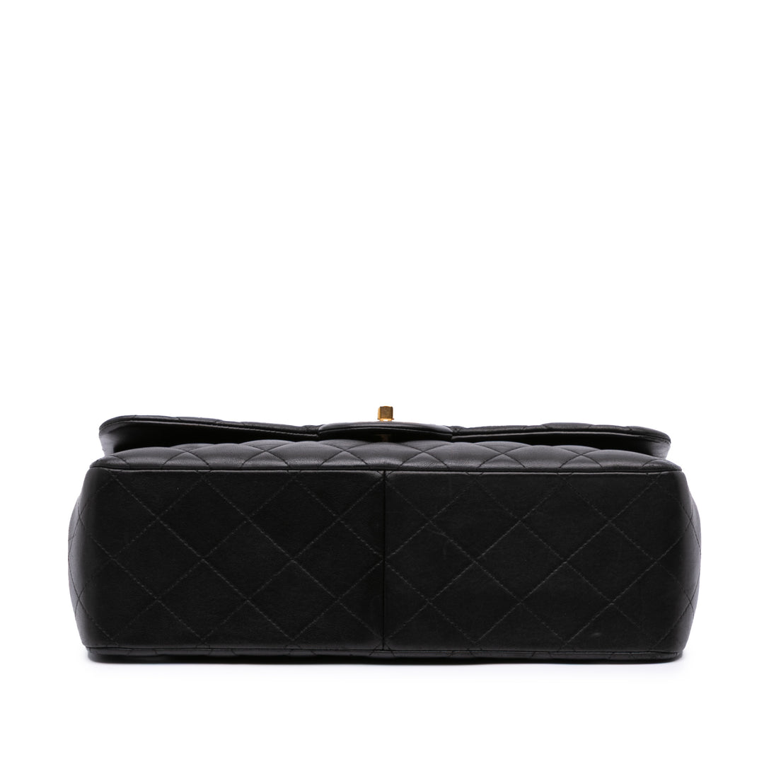 Jumbo Classic Lambskin Double Flap Black - Gaby Paris