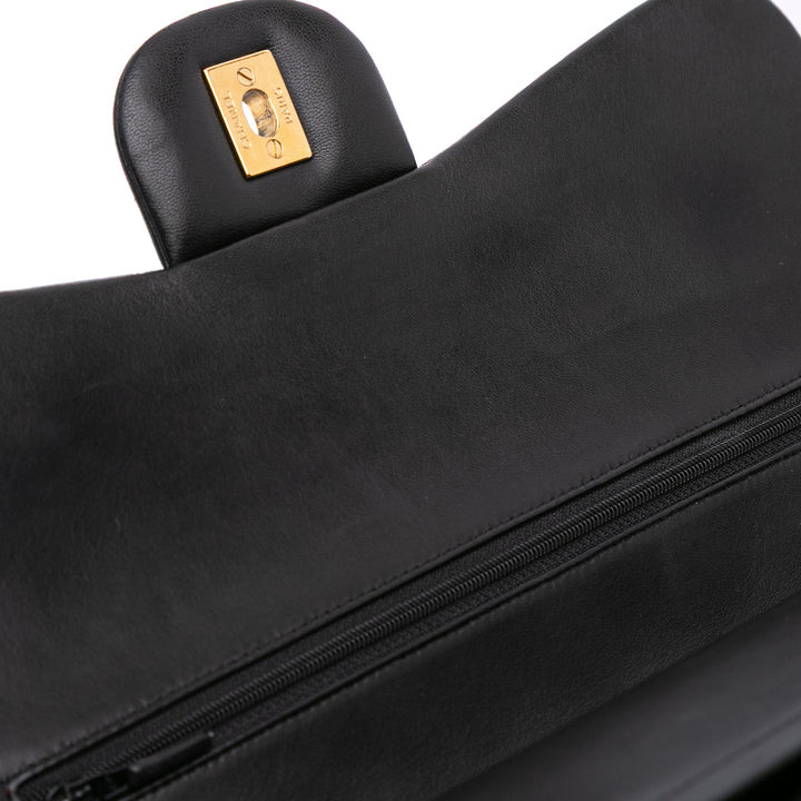 Jumbo Classic Lambskin Double Flap Black - Gaby Paris