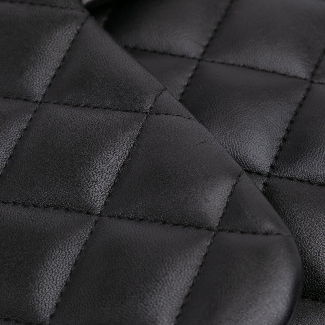 Jumbo Classic Lambskin Double Flap Black - Gaby Paris