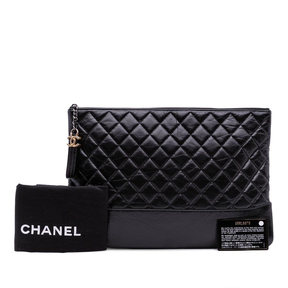 Large Aged Calfskin Gabrielle O Case Clutch Black - Gaby Paris