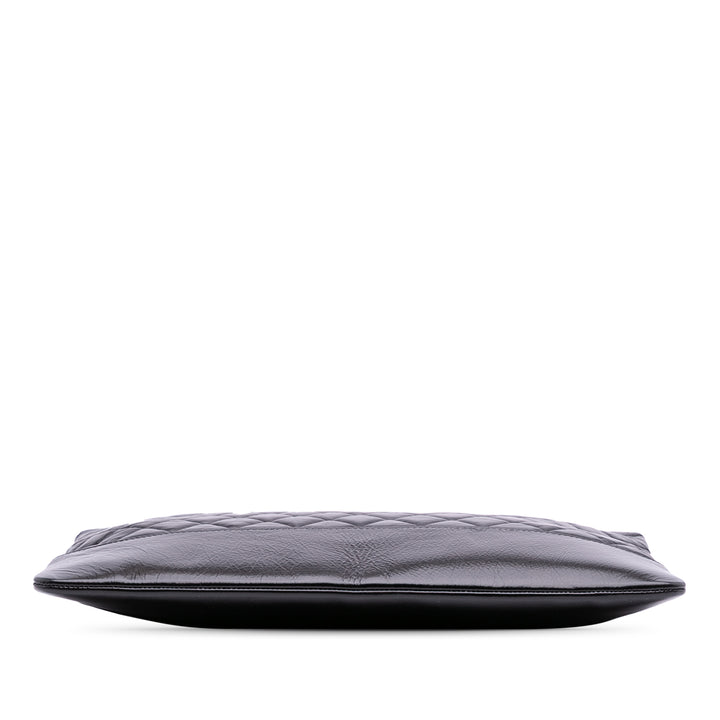 Large Aged Calfskin Gabrielle O Case Clutch Black - Gaby Paris