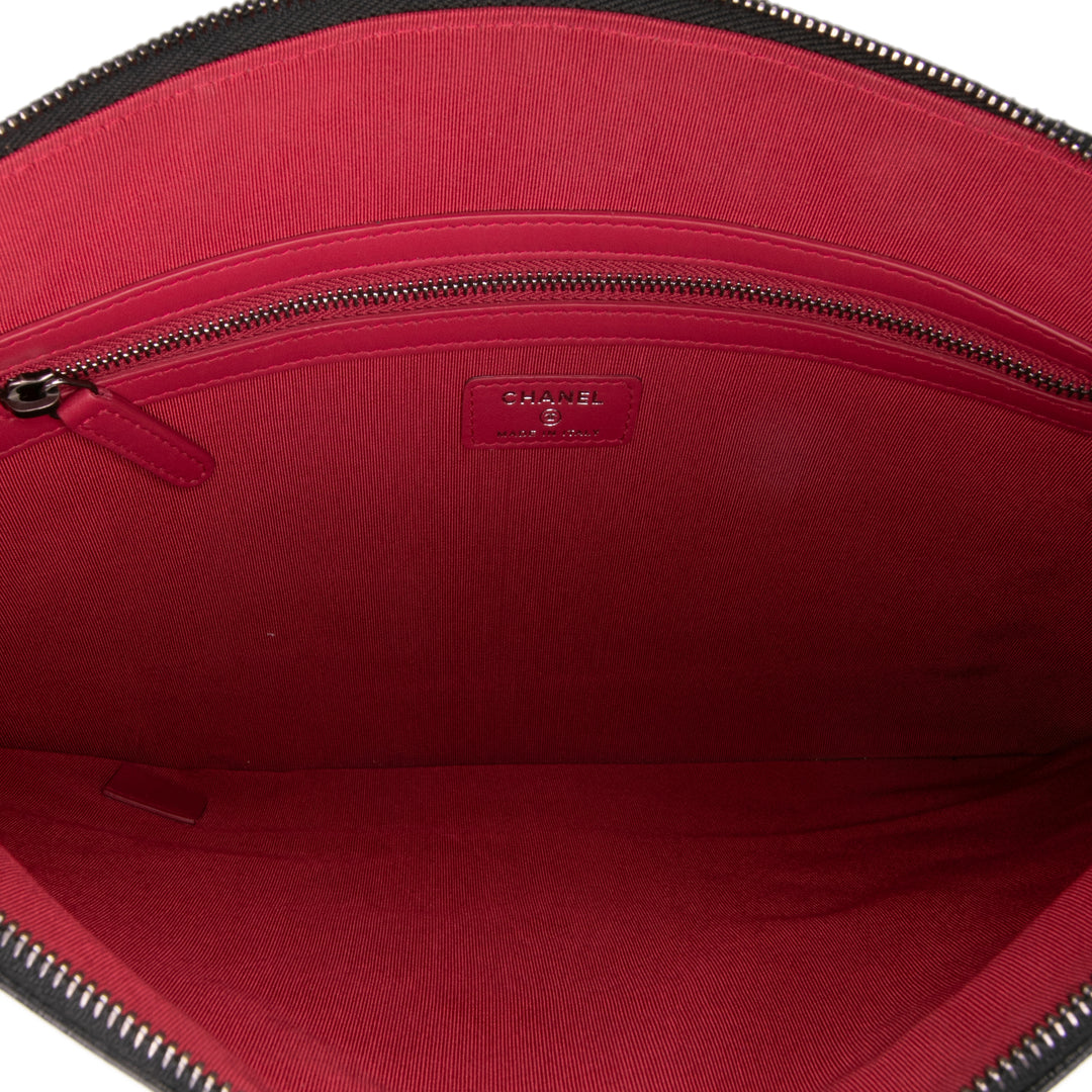 Large Aged Calfskin Gabrielle O Case Clutch Black - Gaby Paris