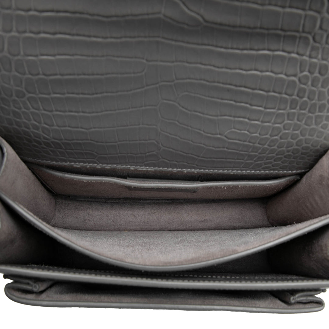 Saint Laurent Croc embossé Sunset Sac Moyen Gris – vue 4 – GABY PARIS