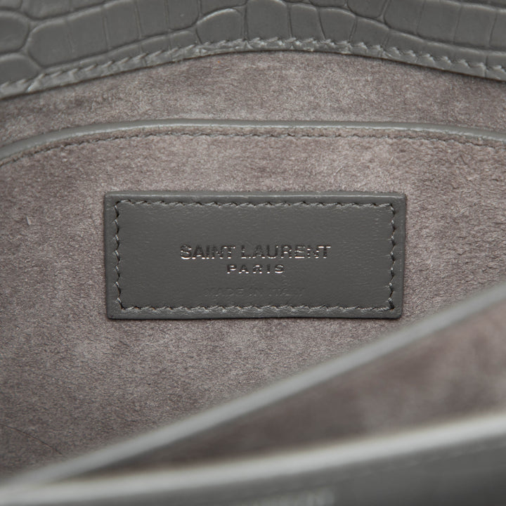 Saint Laurent Croc embossé Sunset Sac Moyen Gris – vue 5 – GABY PARIS