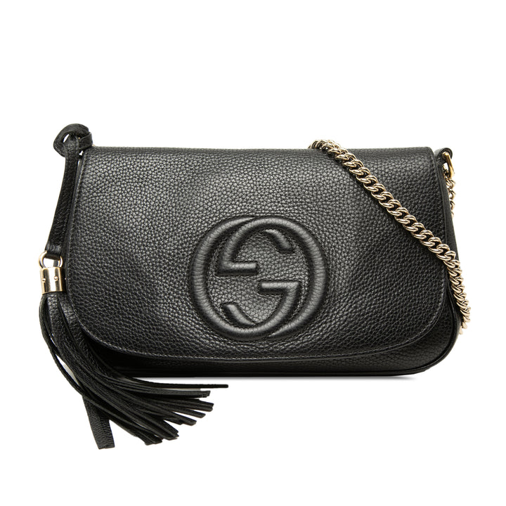 Soho Chaîne à rabat Sac Moyen Cuir de veau Noir