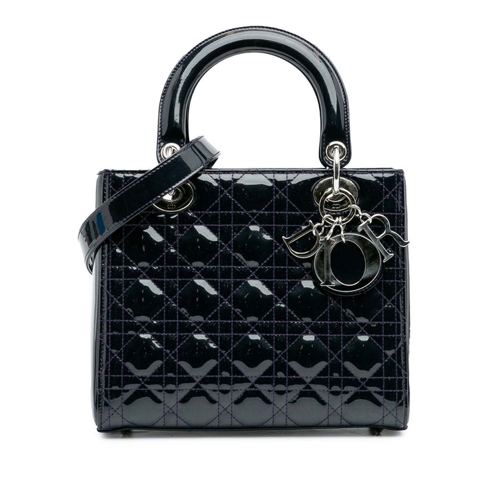 Medium Patent Cannage Lady Dior Blue - Gaby Paris