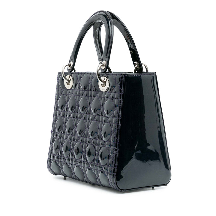 Medium Patent Cannage Lady Dior Blue - Gaby Paris