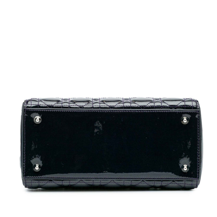 Medium Patent Cannage Lady Dior Blue - Gaby Paris