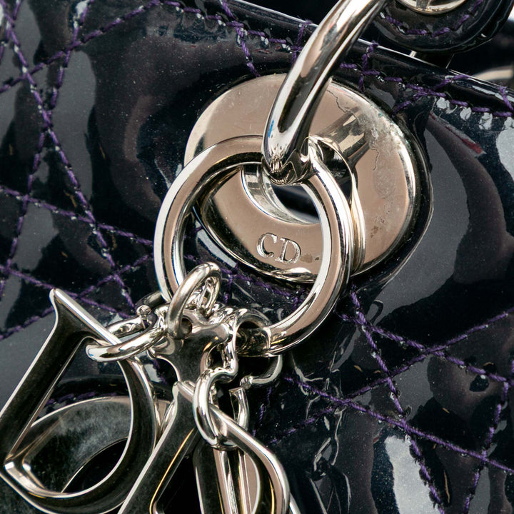 Medium Patent Cannage Lady Dior Blue - Gaby Paris