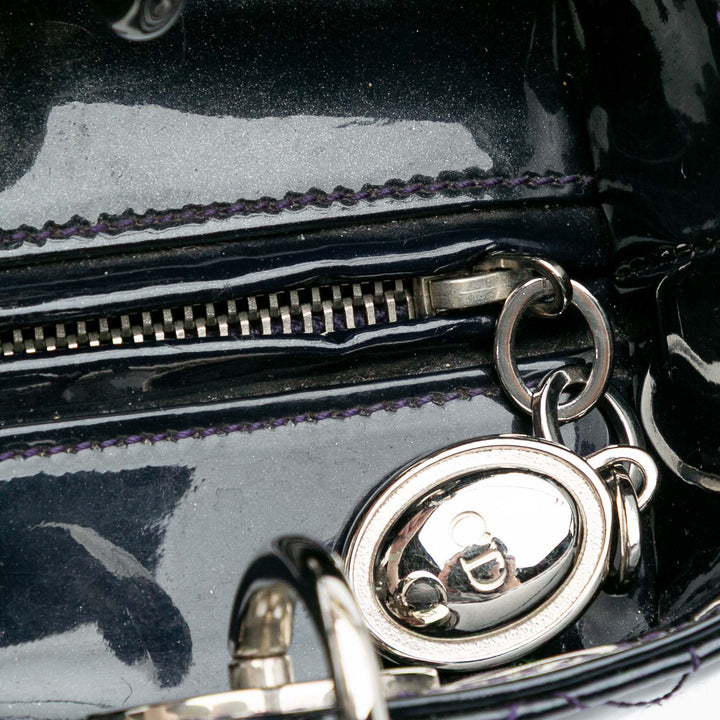 Medium Patent Cannage Lady Dior Blue - Gaby Paris