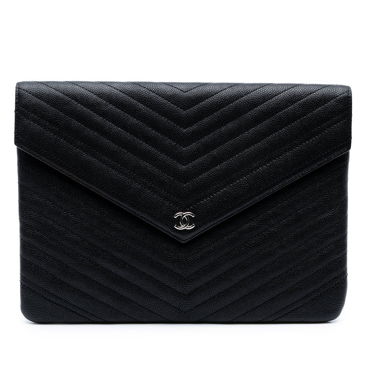 Chanel Medium Chevron Caviar Envelope Pochette Noir – GABY PARIS Authentique