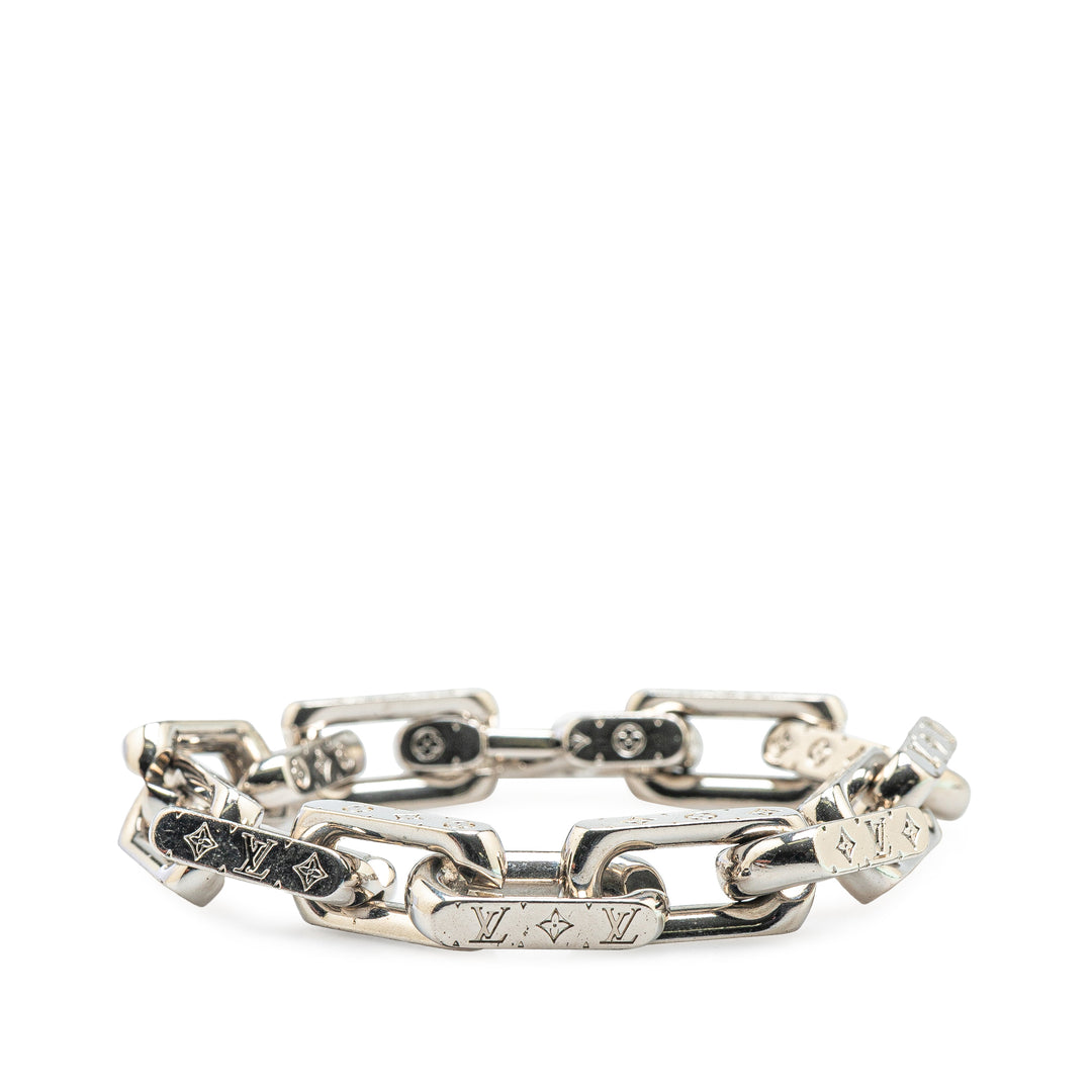 Silver Monogram Chain Link Bracelet Silver - Gaby Paris