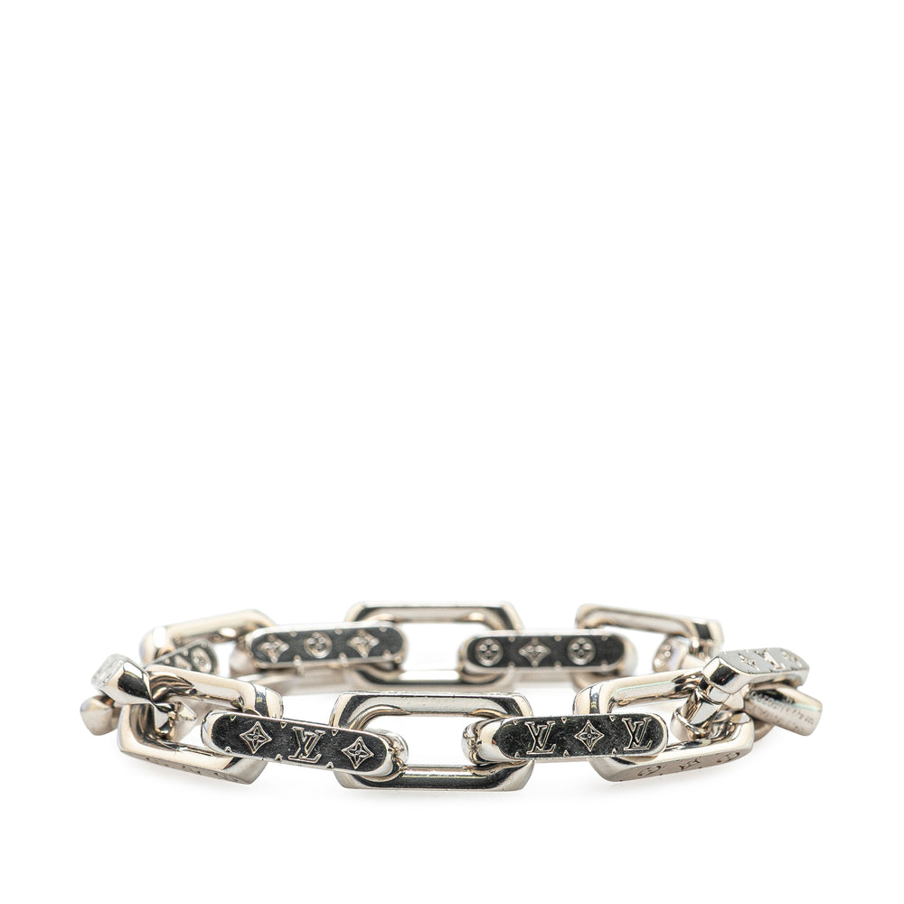 Silver Monogram Chain Link Bracelet Silver - Gaby Paris