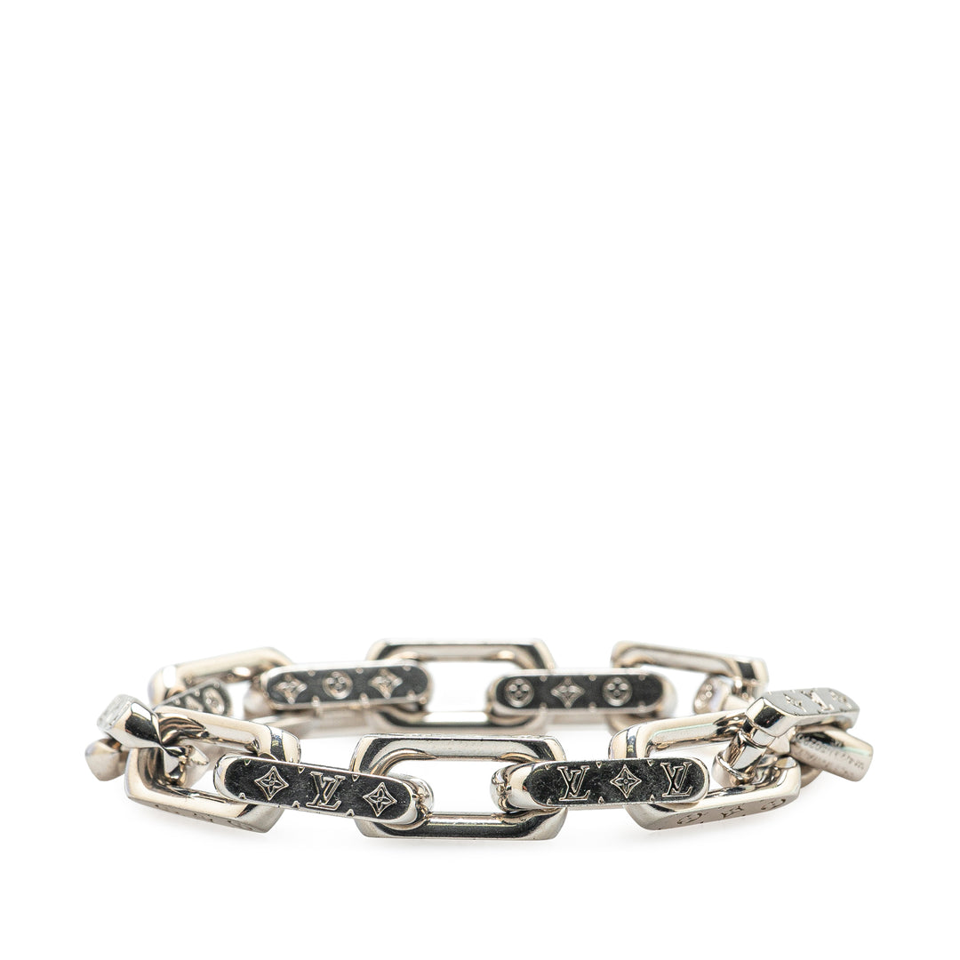 Silver Monogram Chain Link Bracelet Silver - Gaby Paris