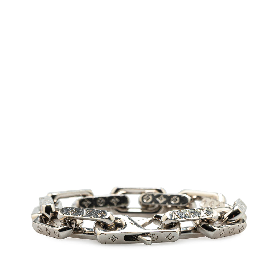 Silver Monogram Chain Link Bracelet Silver - Gaby Paris