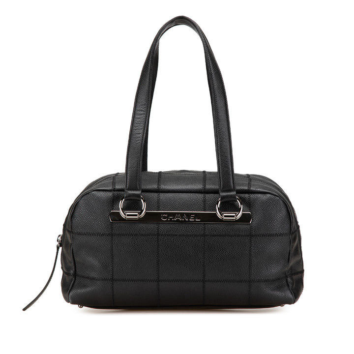 Choco Bar Caviar Shoulder Bag Black - Gaby Paris