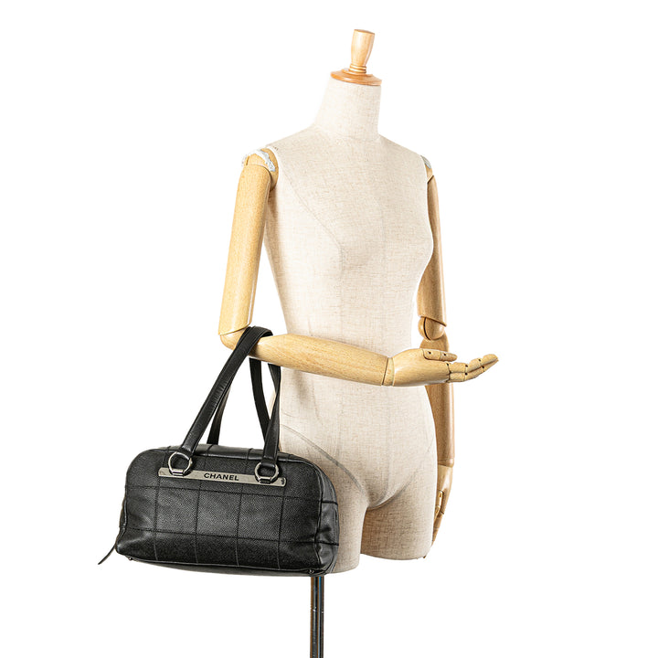 Choco Bar Caviar Shoulder Bag Black - Gaby Paris
