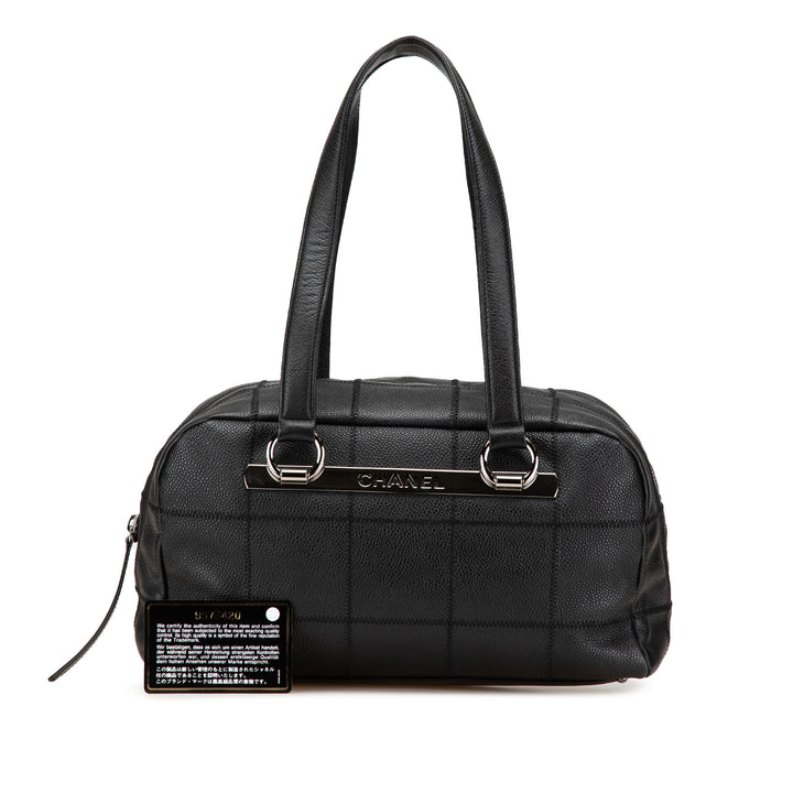 Choco Bar Caviar Shoulder Bag Black - Gaby Paris
