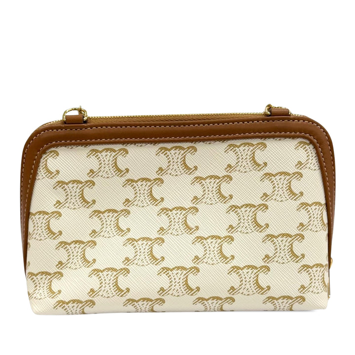 Triomphe Pochette avec chaîne Triomphe enduite Blanc