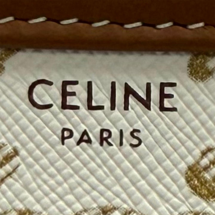 Triomphe Pochette avec chaîne Triomphe enduite Blanc