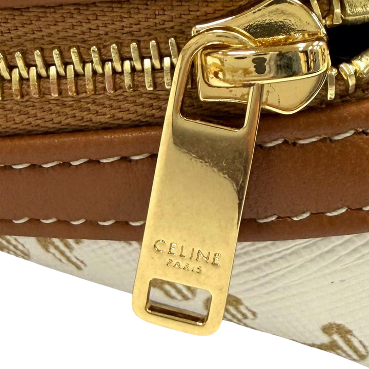 Triomphe Pochette avec chaîne Triomphe enduite Blanc