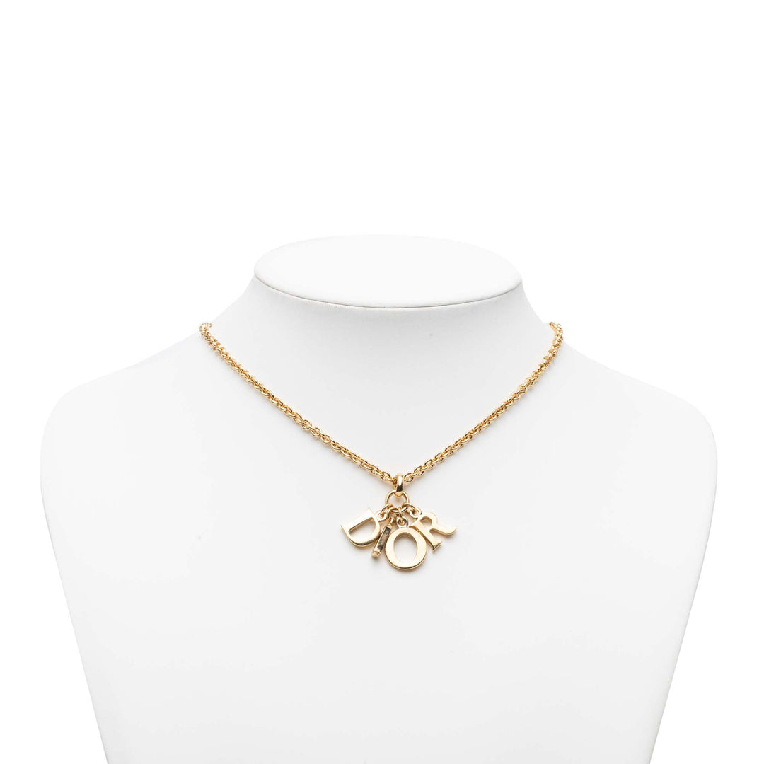 Dior plaqué Logo Pendant Collier