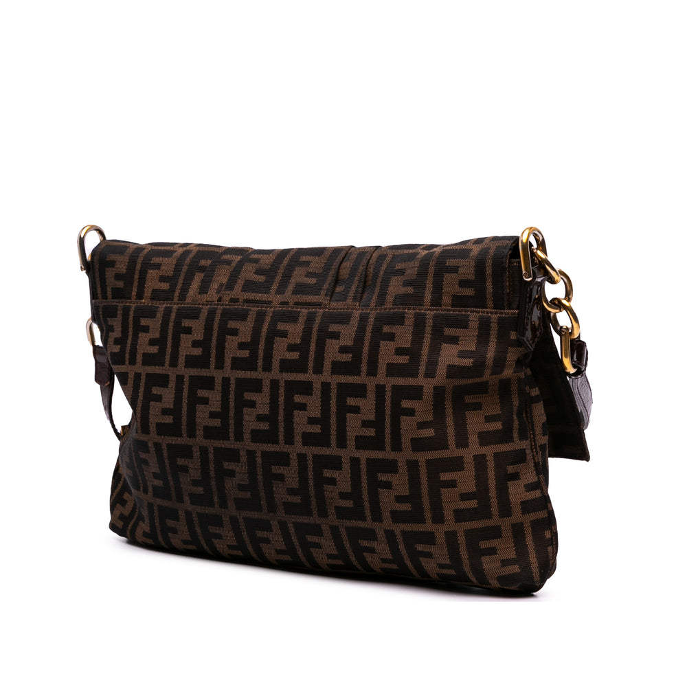 Large Zucca Canvas Mia Flap Shoulder Bag Brown - Gaby Paris