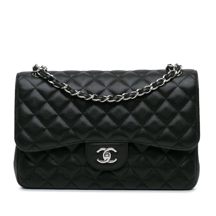 Jumbo Classic Caviar Double Flap Black - Gaby Paris