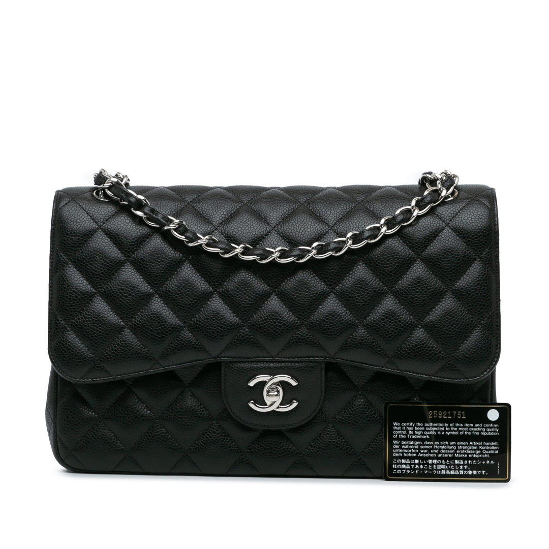 Jumbo Classic Caviar Double Flap Black - Gaby Paris