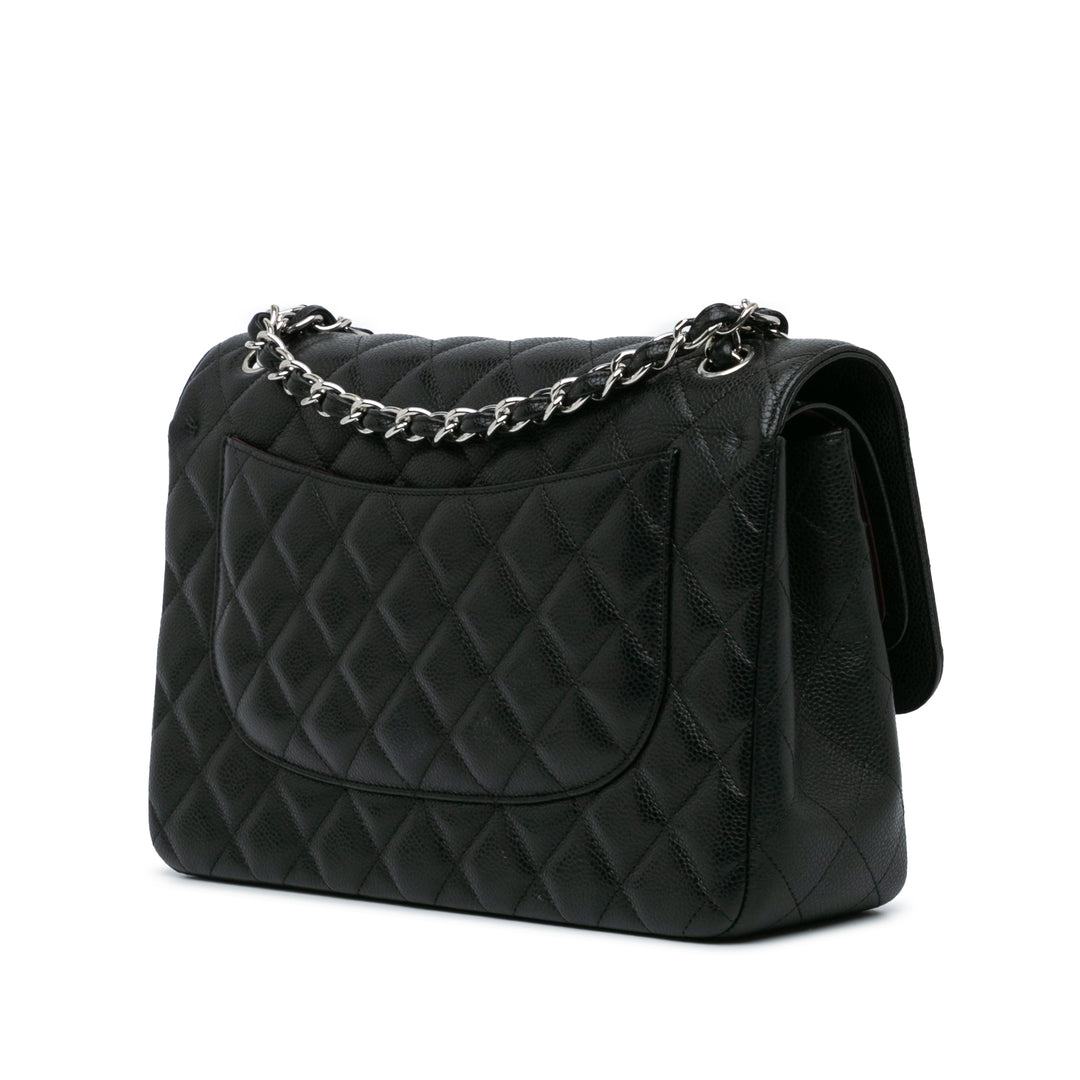 Jumbo Classic Caviar Double Flap Black - Gaby Paris