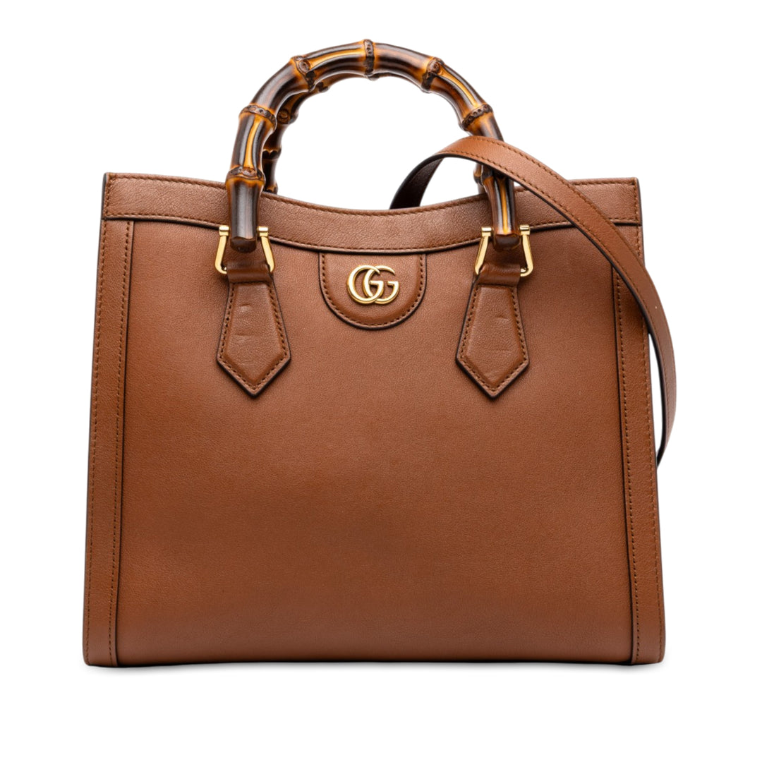 Gucci Bamboo Diana Sac Moyen Cuir de veau Marron – vue principale – GABY PARIS