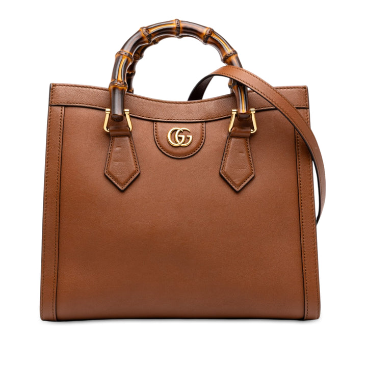 Gucci Bamboo Diana Sac Moyen Cuir de veau Marron – vue principale – GABY PARIS