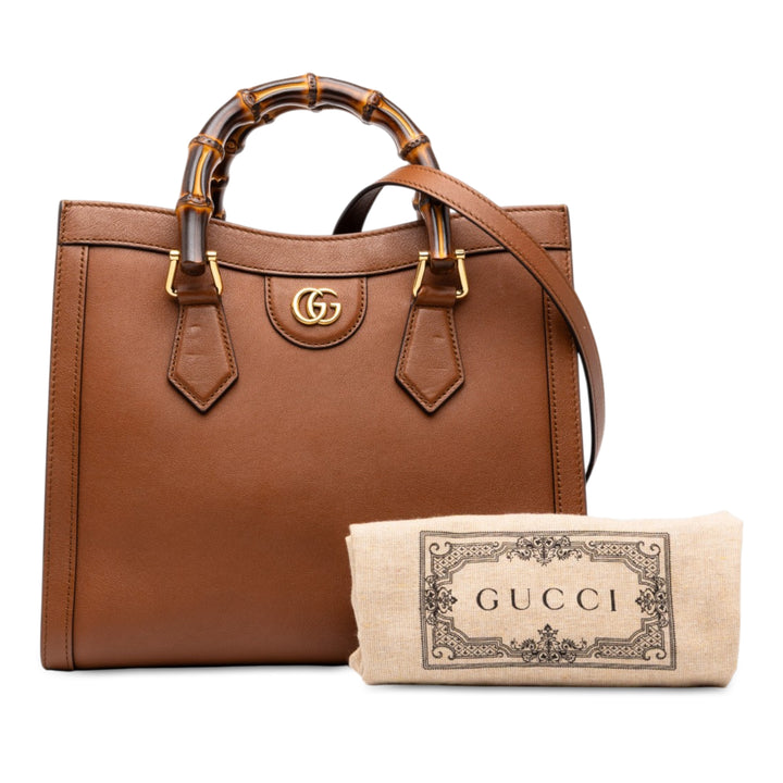 Gucci Bamboo Diana Sac Moyen Cuir de veau Marron – vue 7 – GABY PARIS