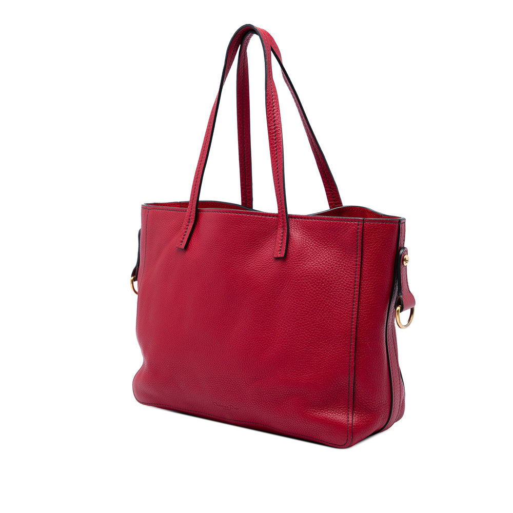 Dior grainé D Bee Cabas Moyen Cuir de veau grainé Rouge – vue 2 – GABY PARIS