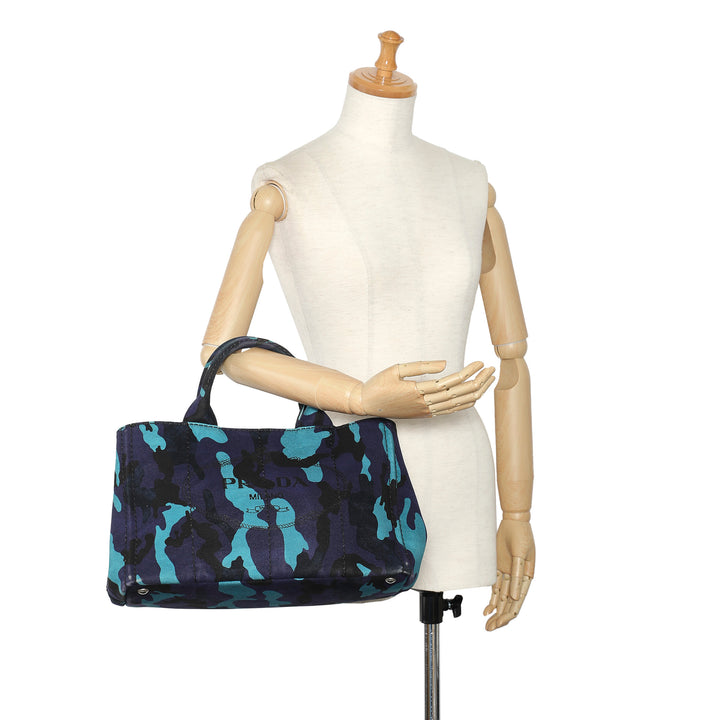 Medium Canapa Camouflage Tote Blue - Gaby Paris