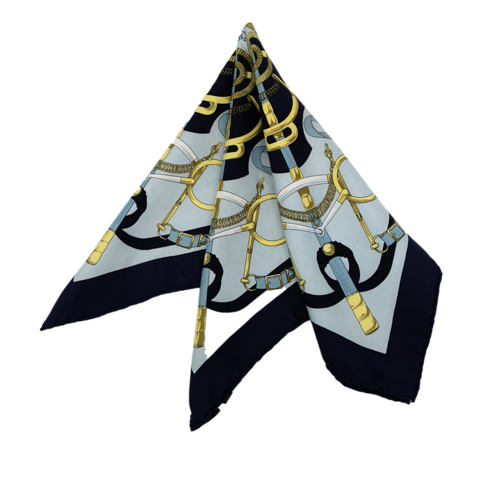 Hermès Eperon D'Or Soie Handkerchief Bleu
