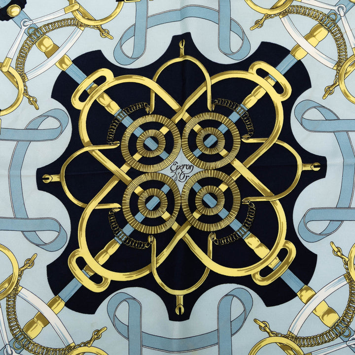 Hermès Eperon D'Or Soie Handkerchief Bleu