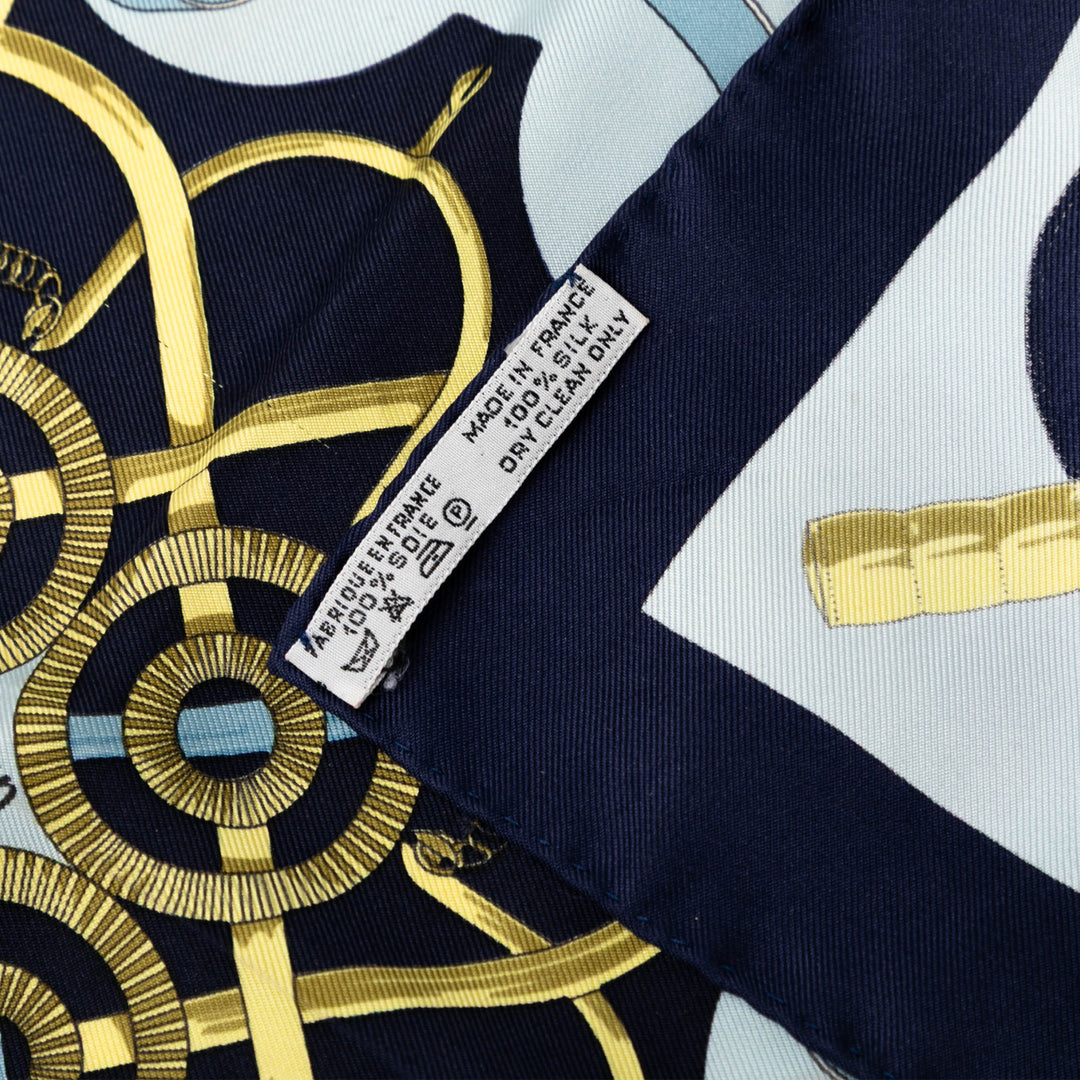 Hermès Eperon D'Or Soie Handkerchief Bleu