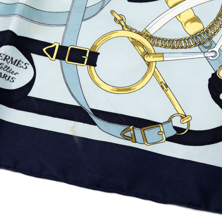 Hermès Eperon D'Or Soie Handkerchief Bleu