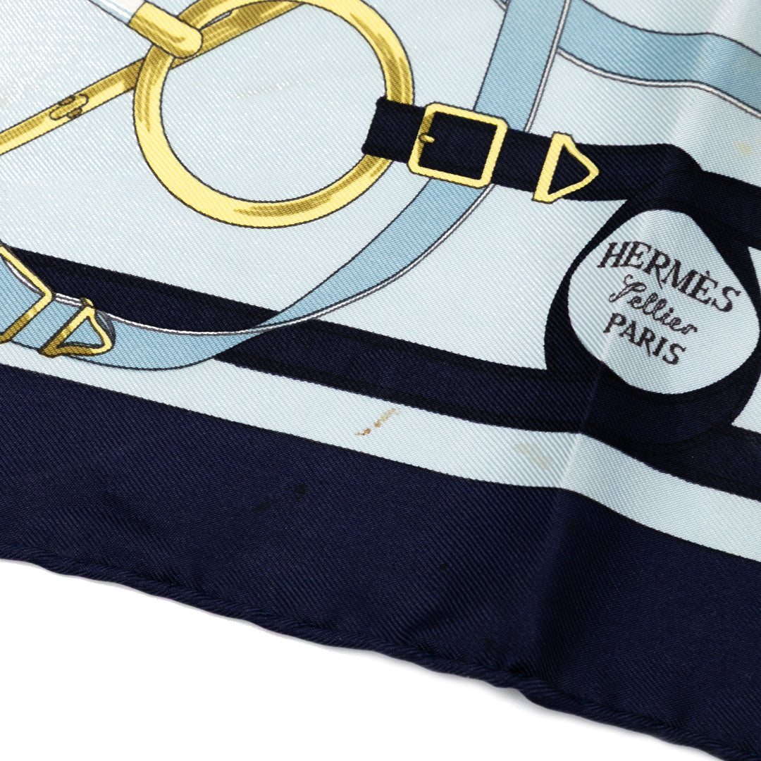 Hermès Eperon D'Or Soie Handkerchief Bleu
