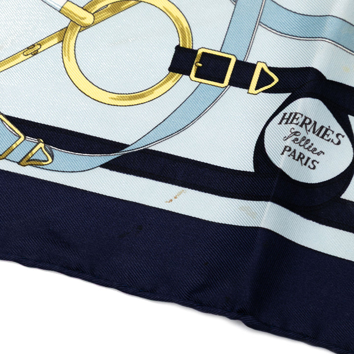 Hermès Eperon D'Or Soie Handkerchief Bleu