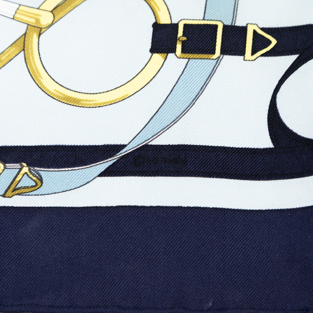 Hermès Eperon D'Or Soie Handkerchief Bleu