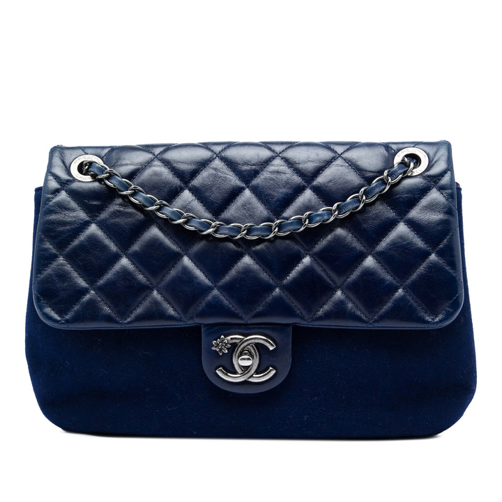 Chanel Sac bandoulière CC Matelassé et Cuir d'agneau Bleu – vue principale – GABY PARIS