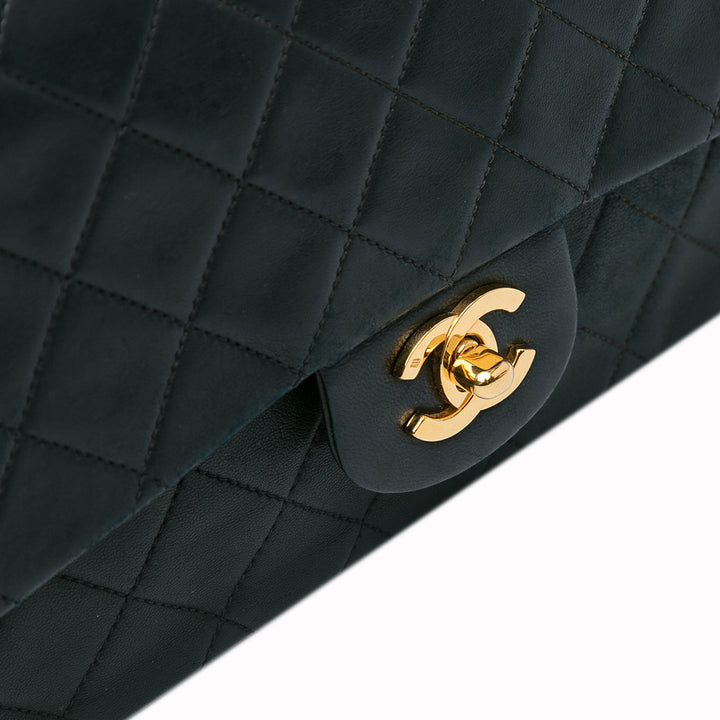 Medium Classic Lambskin Double Flap Black - Gaby Paris