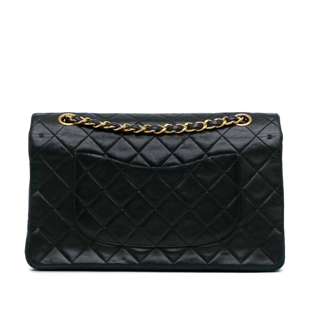 Medium Classic Lambskin Double Flap Black - Gaby Paris