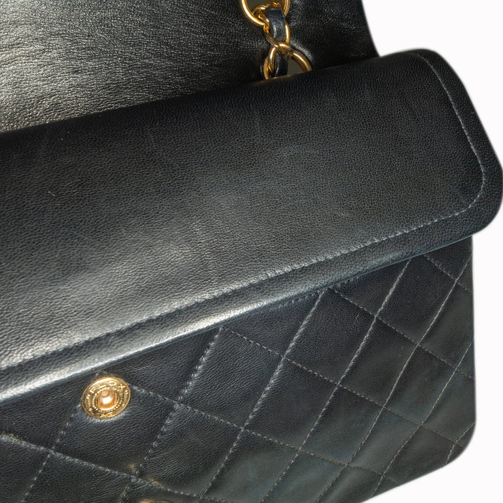 Medium Classic Lambskin Double Flap Black - Gaby Paris